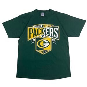 Vintage Green Bay Packers NFL Football Logo 7 Shockwave Green & Yellow Shirt XL